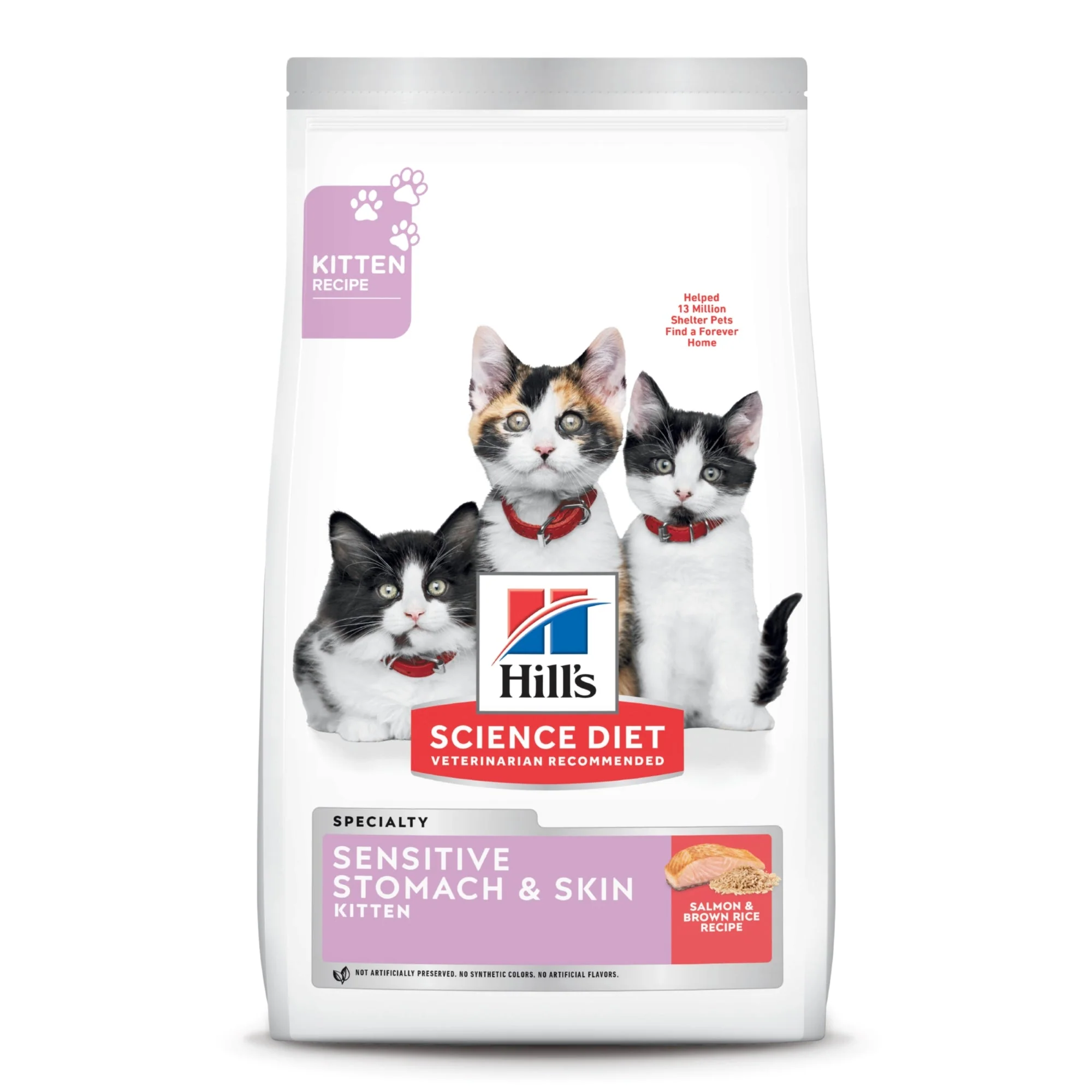 Hill's Science Diet Kitten Sensitive Stomach & Skin Salmon & Brown Rice Recipe Dry Cat Food - Image 2